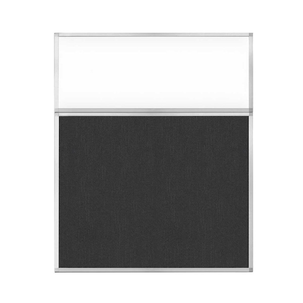 Hush Panel Configurable Cubicle Partition 5' x 6' W/ Window Black Fabric Clear Window